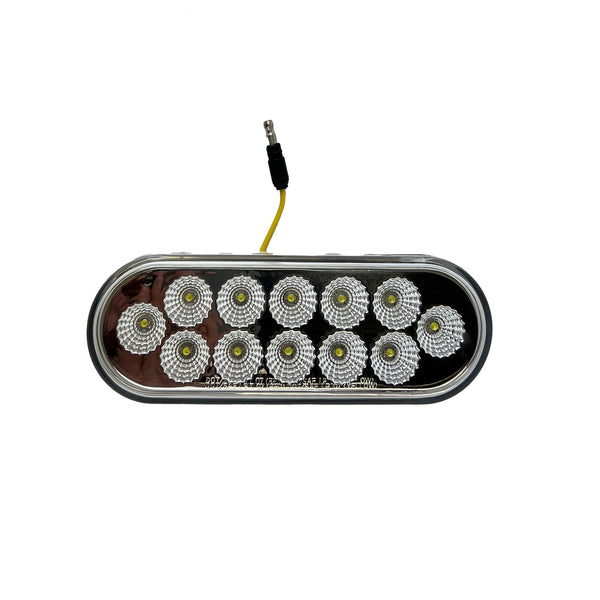 Dual Revolution Red S/T/T to White Reverse LED Oval