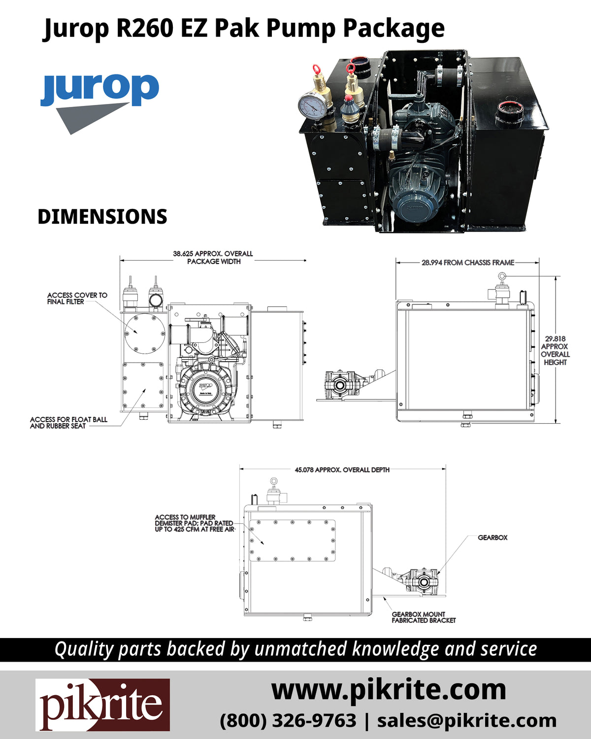 Jurop R260 Pump Package - Pik Rite Quality Parts