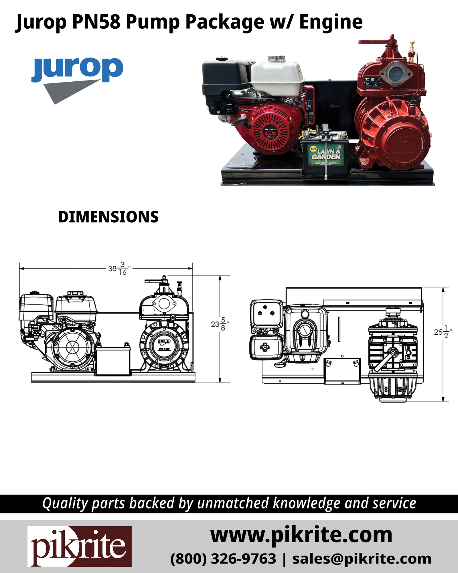 Jurop PN58 Vacuum Pump Package with Honda GX390 Engine