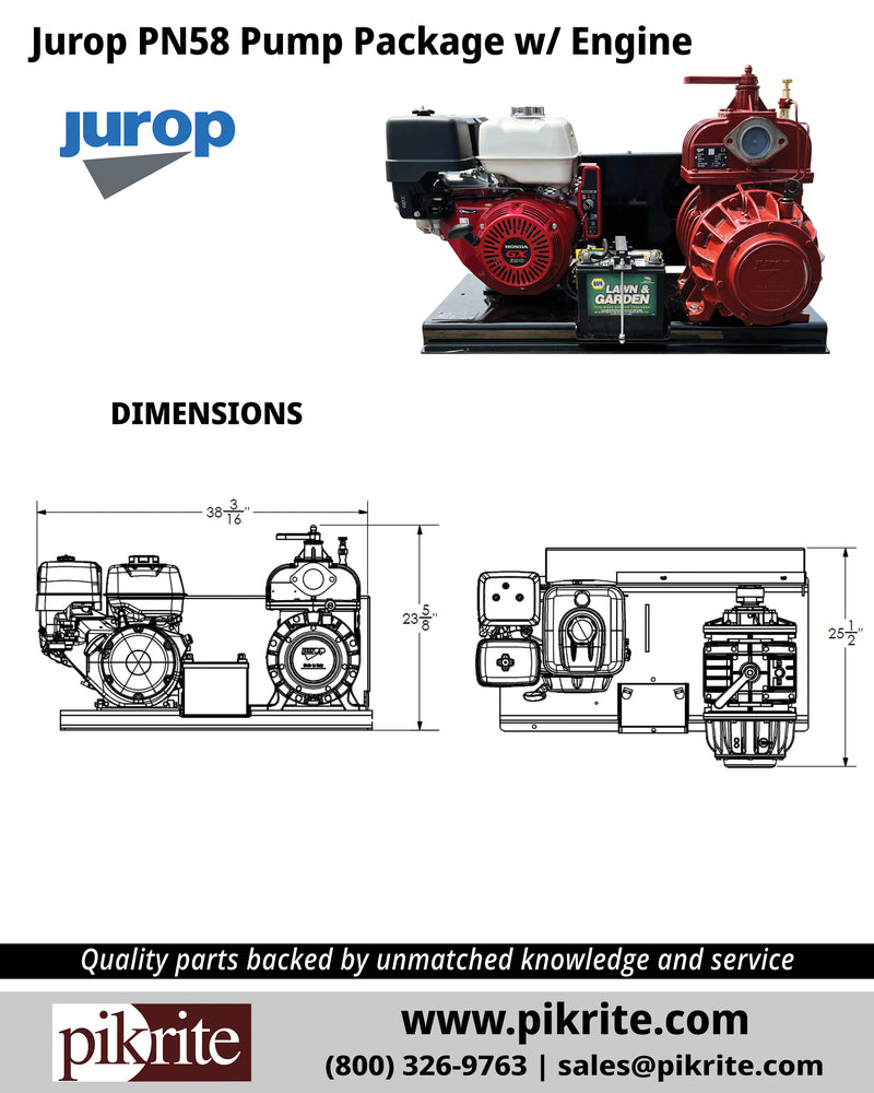 Dimensions of Jurop PN 58 Pump Package with Engine
