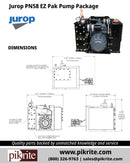 Dimensions for Pik Rite engineered and manufactured pump package built around the Jurop PN58 Vacuum Pump.